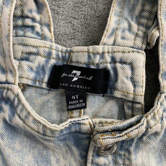 7 For All Mankind Overalls Girls Size 4T Short Blue Acid Wash Denim Casual - Picture 5 of 13
